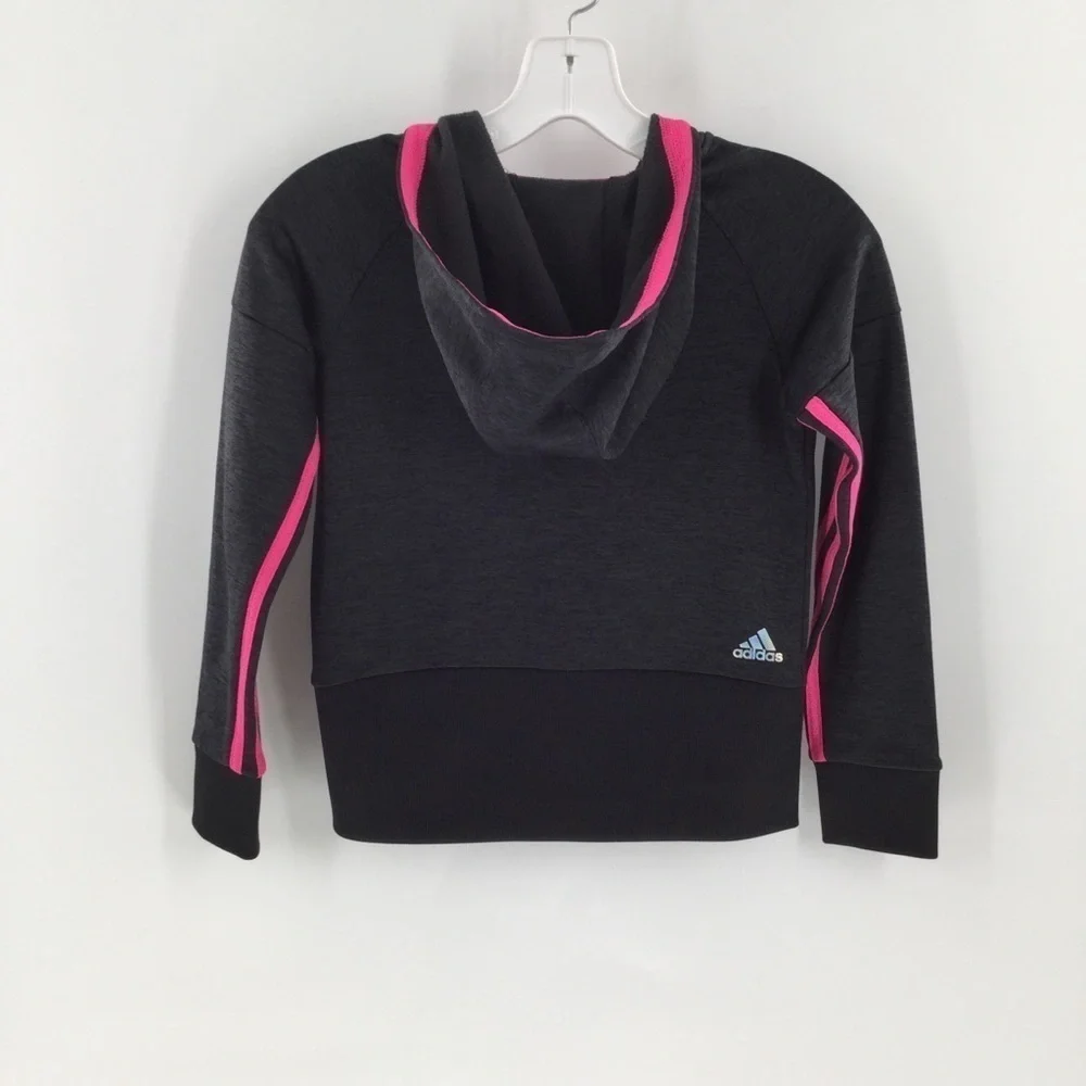 Adidas girls gray, pink &‎ black hoodie/thumb holes